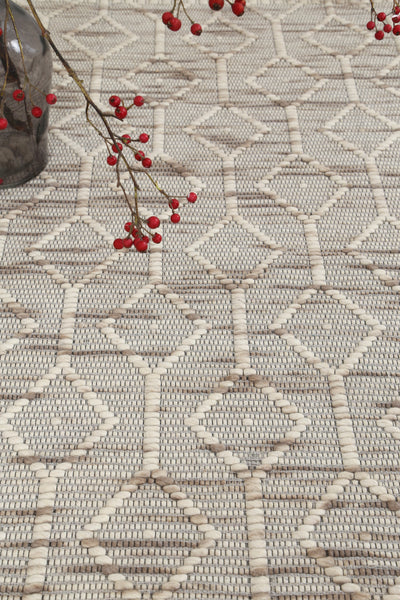 Copacabana Lattice Beige Wool Rug