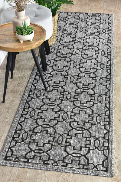 long-island Runner Grey Black Rug 208-DM9E