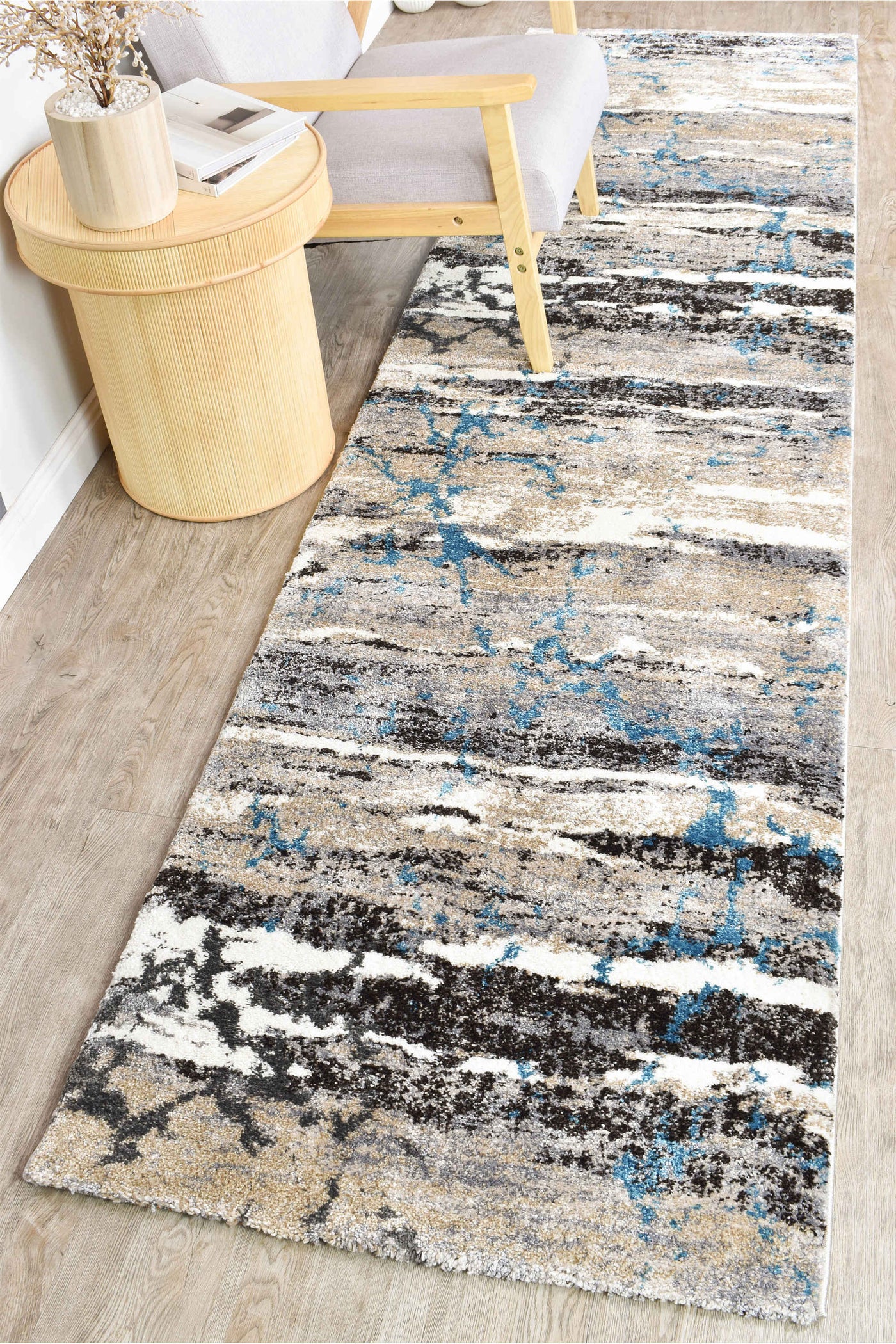 Millard 696 Dark Beige Turquoise Runner