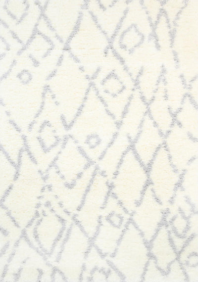 Moroccan Cream and Silver Fes Rug