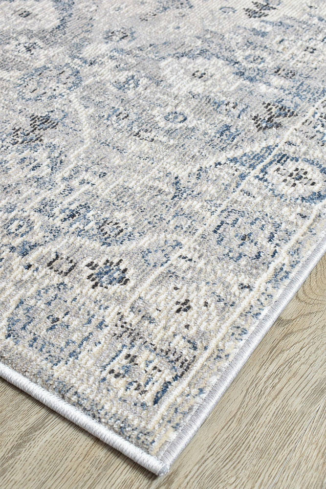 Medina Blue L.Grey Runner Rug 0320C