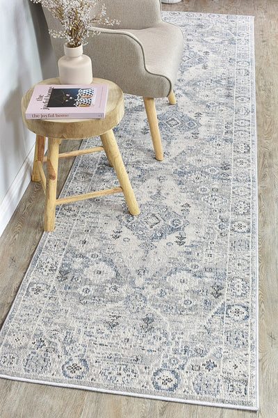 Medina Blue L.Grey Runner Rug 0320C