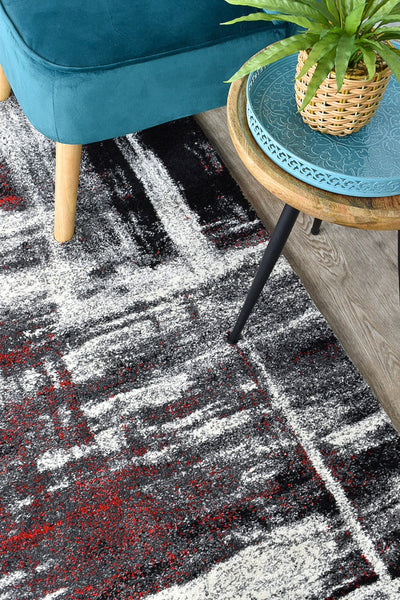 Dahlia 347 Light Grey Red Rug