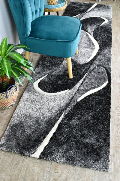 Dahlia 37 Dark Grey White Rug