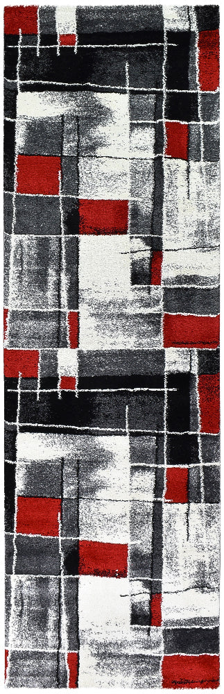 Dahlia 297 Dark Grey Red Rug