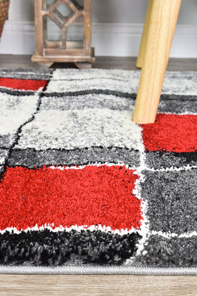 Dahlia 297 Dark Grey Red Rug