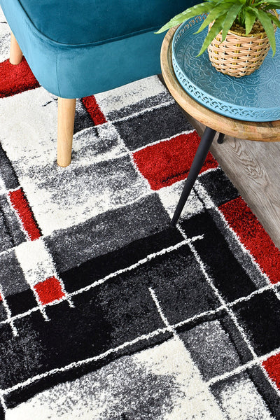 Dahlia 297 Dark Grey Red Rug