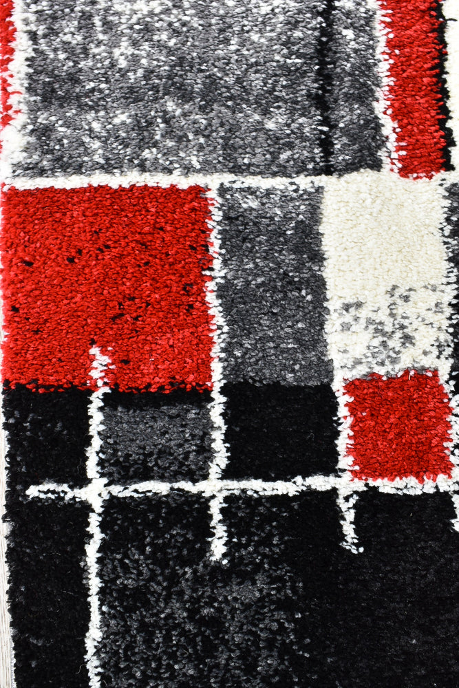 Dahlia 297 Dark Grey Red Rug