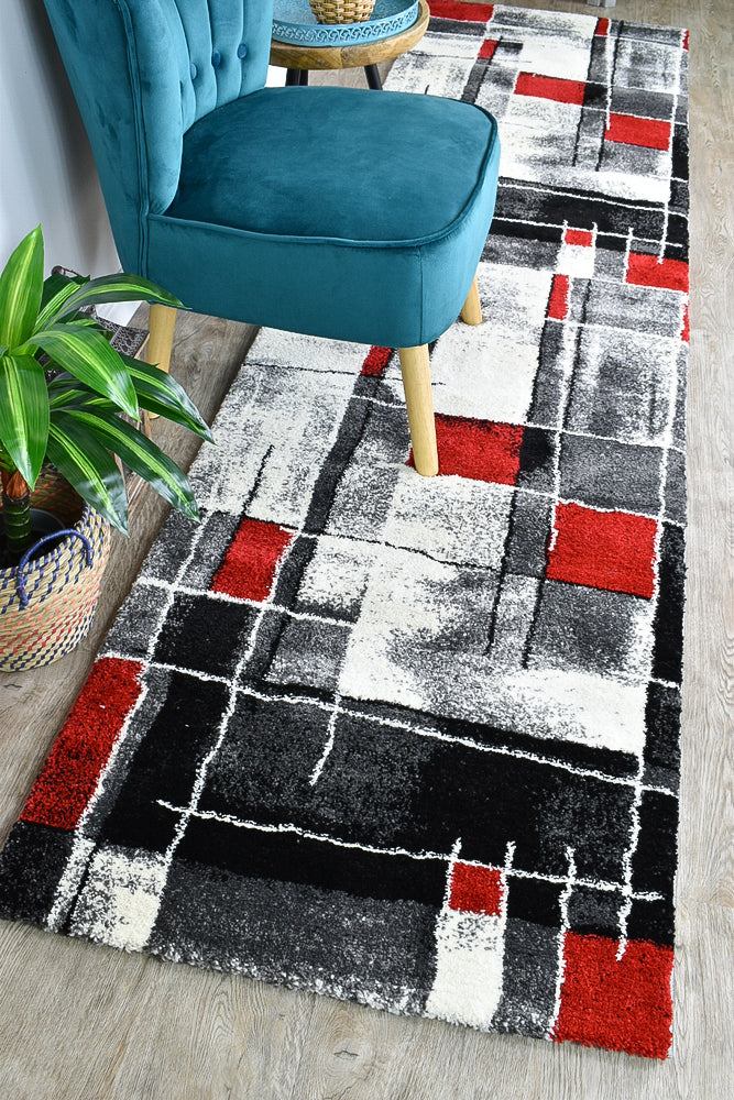 Dahlia 297 Dark Grey Red Rug