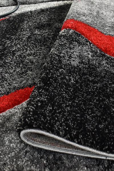 Dahlia 37 Dark Grey Red Rug