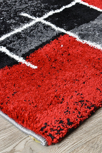 Dahlia 297 Dark Grey Red Rug