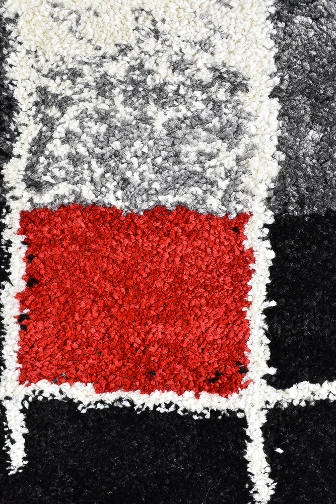 Dahlia 297 Dark Grey Red Rug