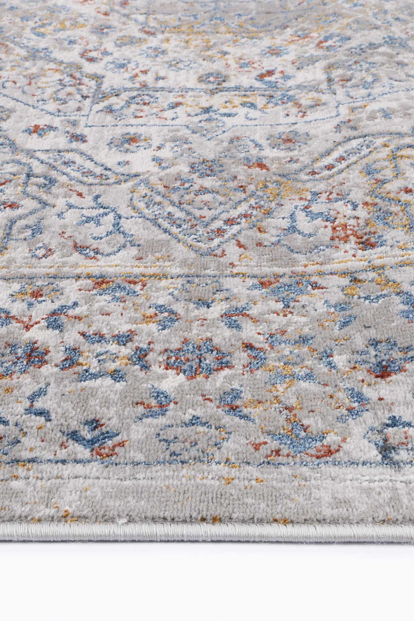 Porto Aurora Grey & Blue Traditional Rug