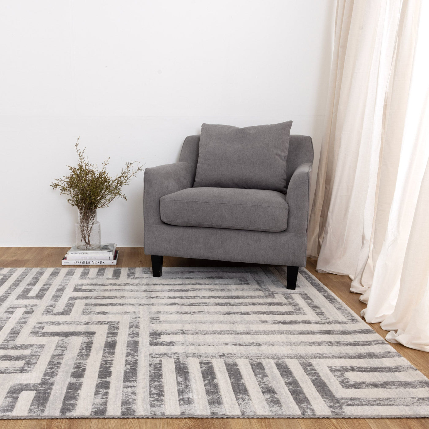 Ruby Maze Grey Rug