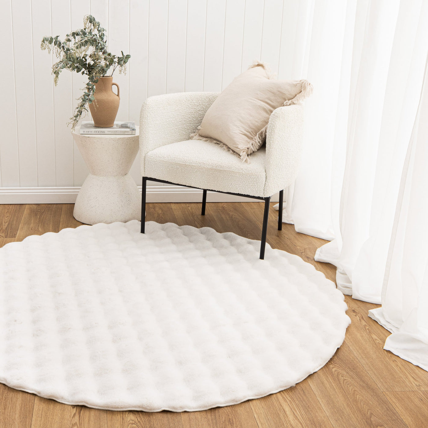 Purity Washable Round Rug White