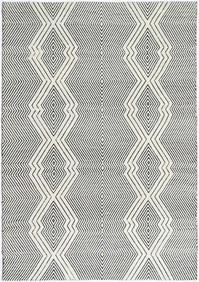 Himadri Lattice Black & White Contemporary Wool Blend Rug Brand Ventures |Treasures of Turkey