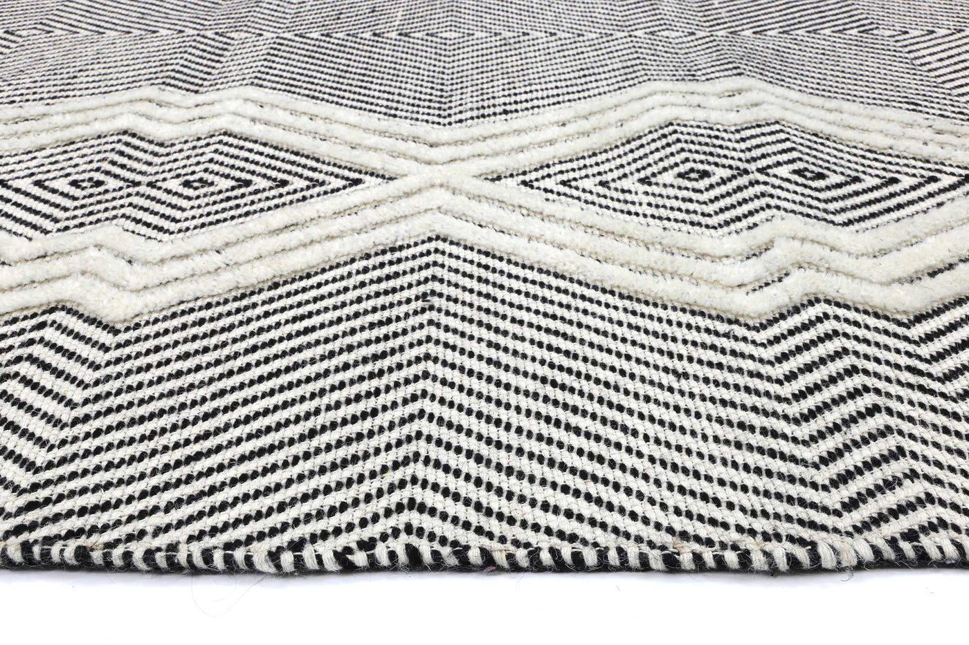 Himadri Lattice Black & White Contemporary Wool Blend Rug Brand Ventures |Treasures of Turkey