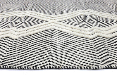 Himadri Lattice Black & White Contemporary Wool Blend Rug Brand Ventures |Treasures of Turkey