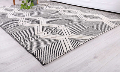 Himadri Lattice Black & White Contemporary Wool Blend Rug Brand Ventures |Treasures of Turkey