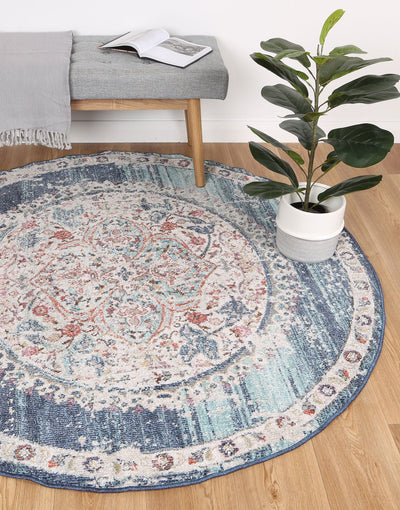 Konya Medalion Transitional Navy Multi Rug Brand Ventures