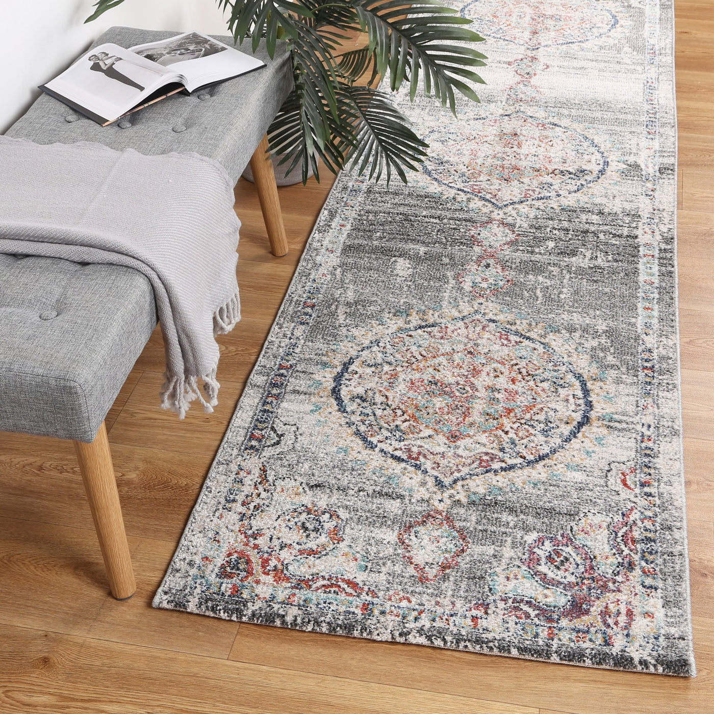 Konya Medalion Transitional Grey Rug Brand Ventures