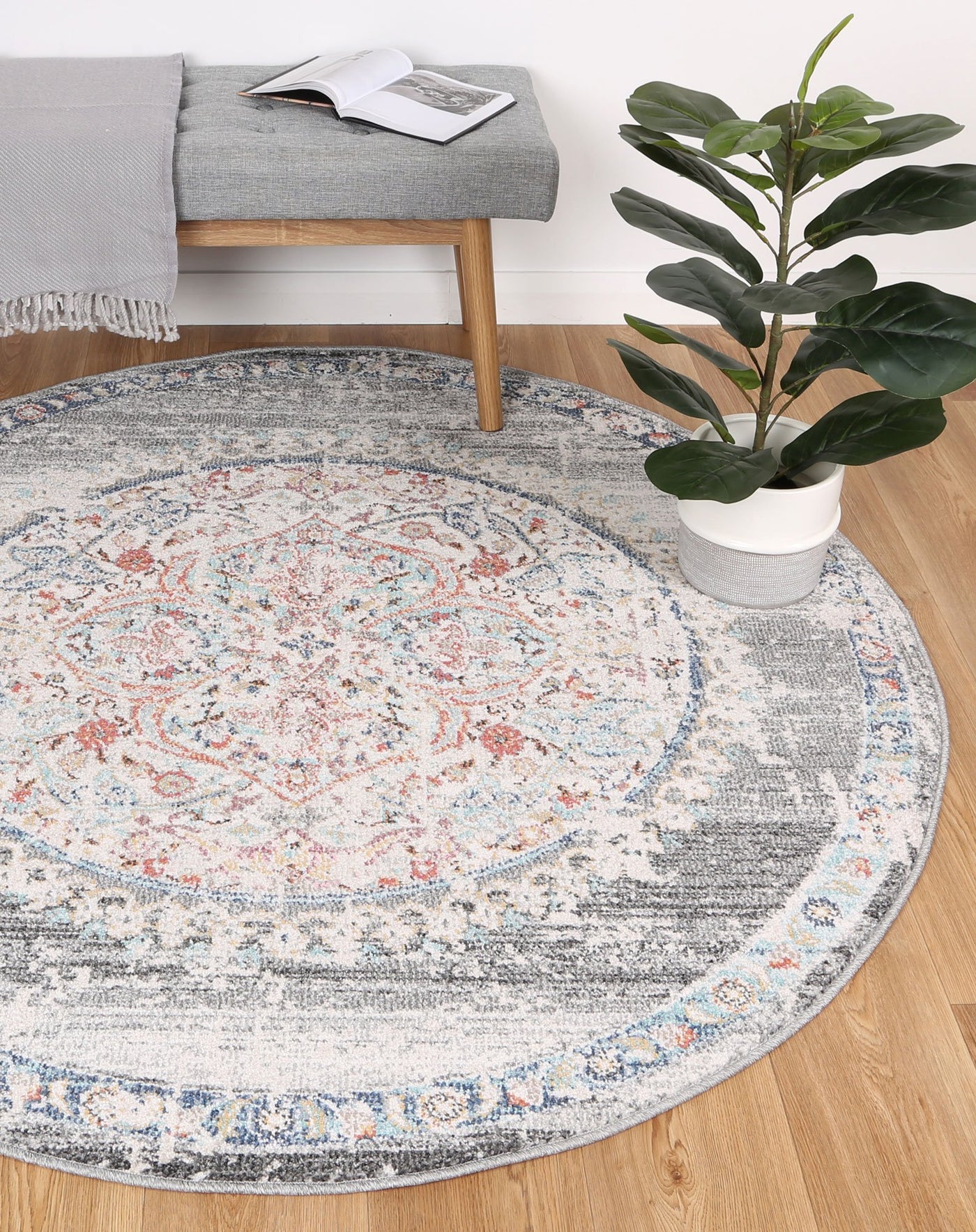 Konya Medalion Transitional Grey Rug Brand Ventures