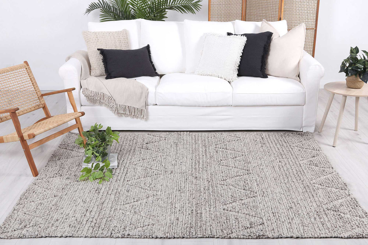 Himadri Chevron Ash Contemporary Wool Blend Rug Brand Ventures