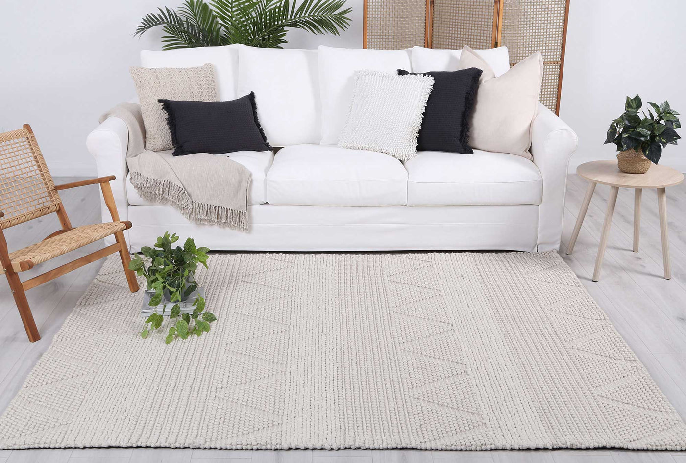 Himadri Chevron Ivory Contemporary Wool Blend Rug Brand Ventures