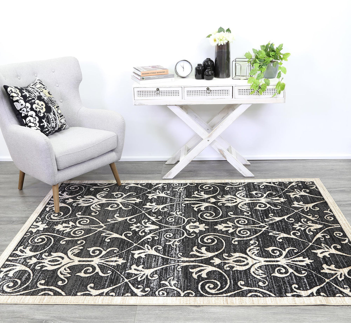 Delilah Grey Beige Ikat Rug Brand Ventures