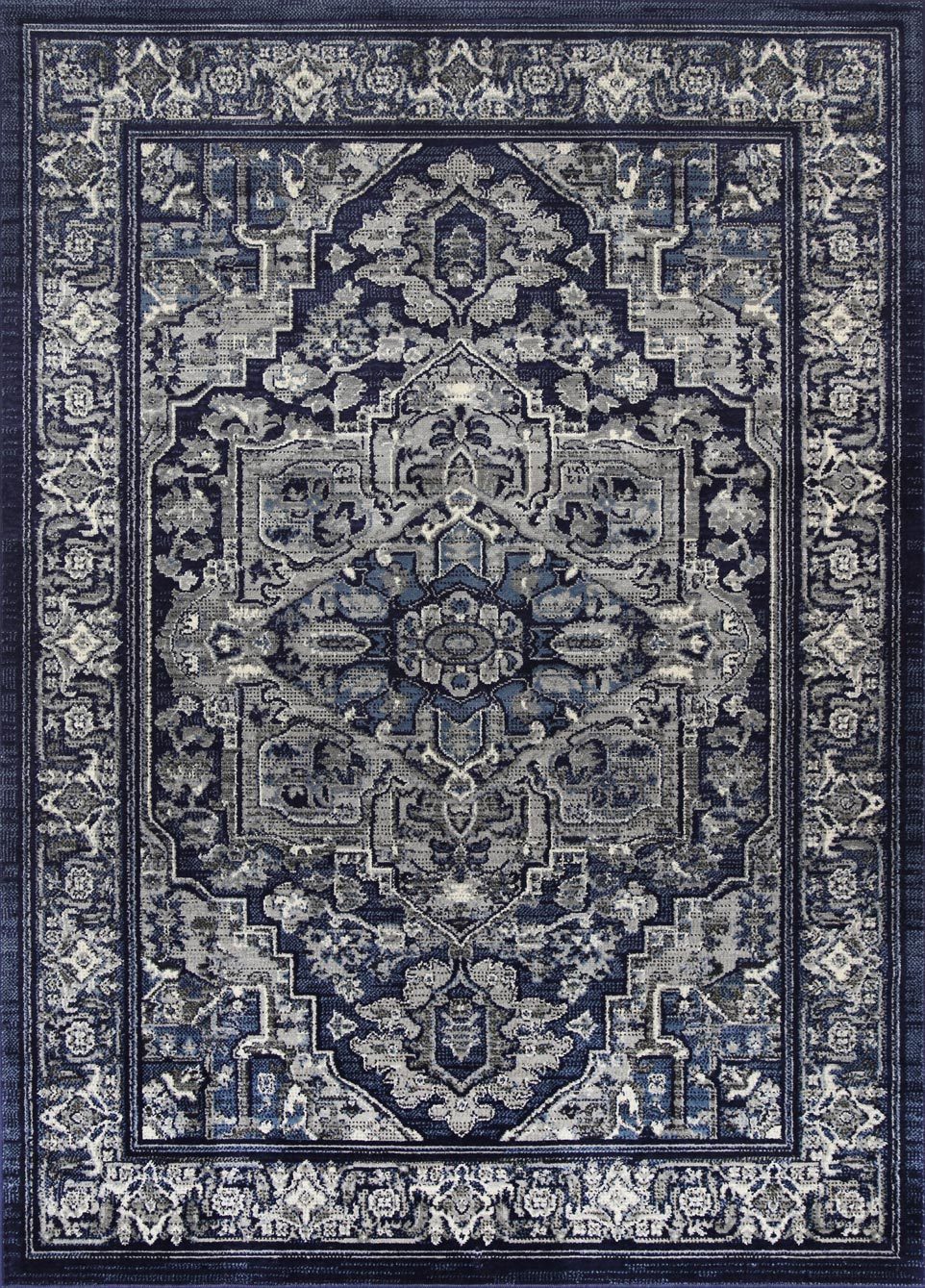 Delilah Navy Blue Transitional Rug Brand Ventures