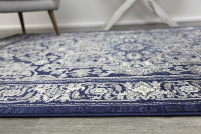 Delilah Navy Blue Transitional Rug Brand Ventures