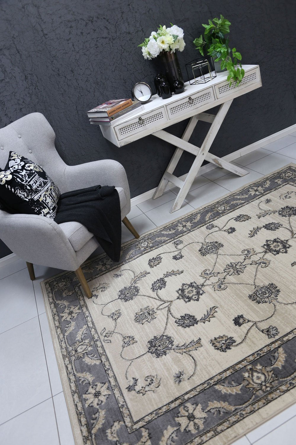 Delilah Cream Grey Oriental Rug Brand Ventures