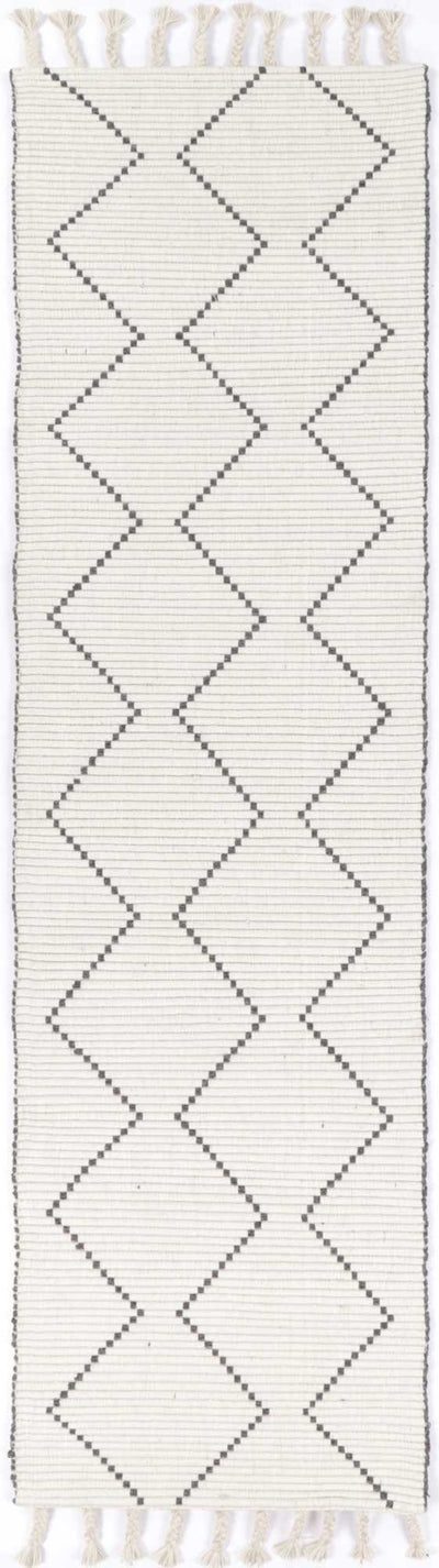 Anjuna Zig-Zag Wool Blend Cream Rug.