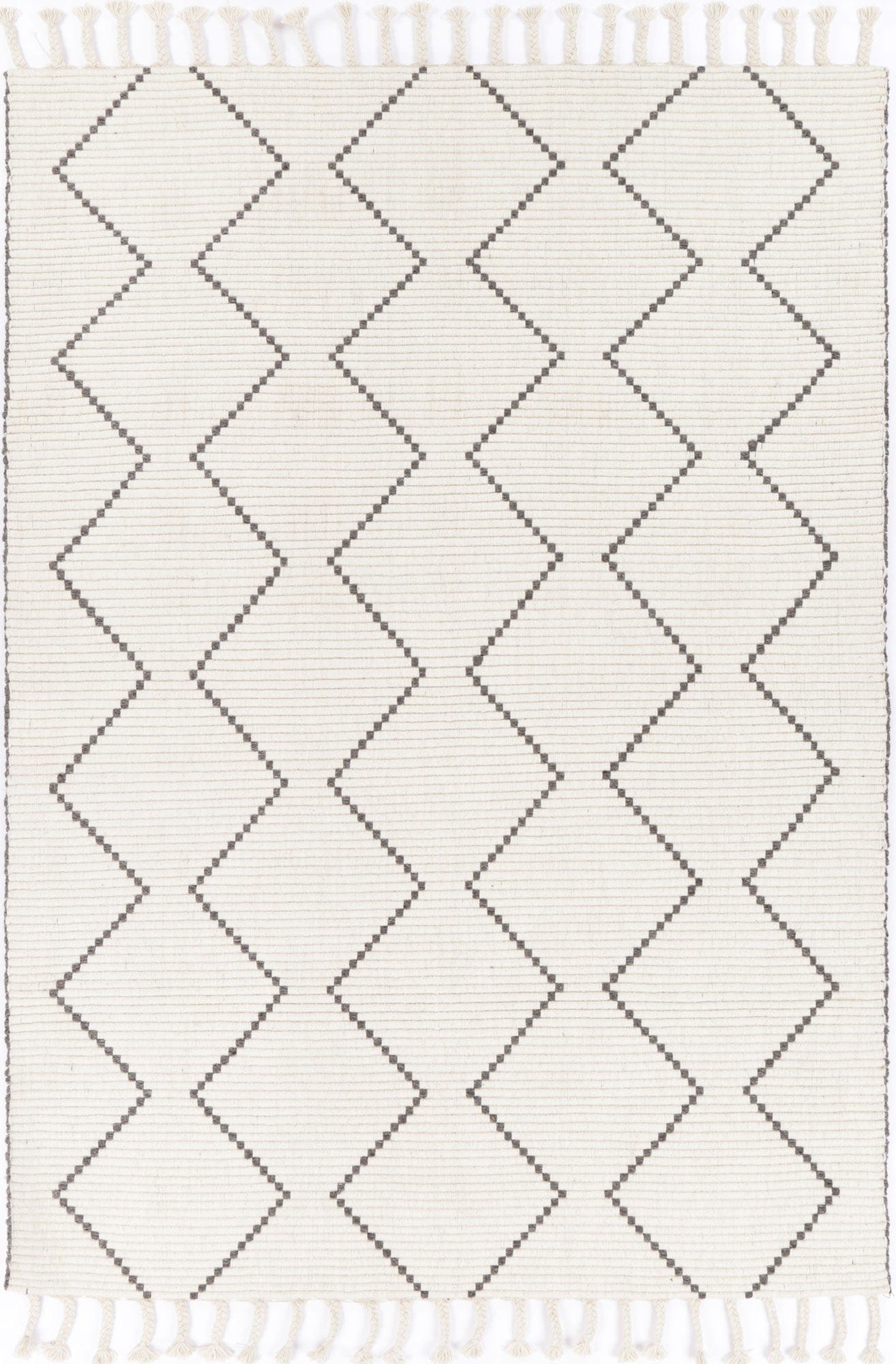 Anjuna Zig-Zag Wool Blend Cream Rug.