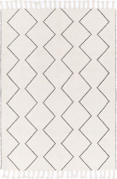 Anjuna Zig-Zag Wool Blend Cream Rug.