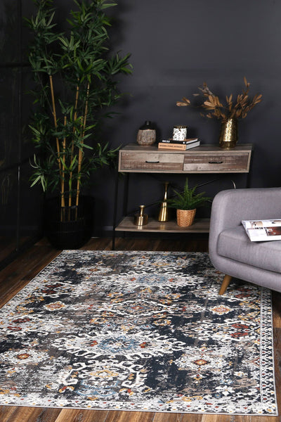 Elaheh Oriental Dark Blue Rug Brand Ventures