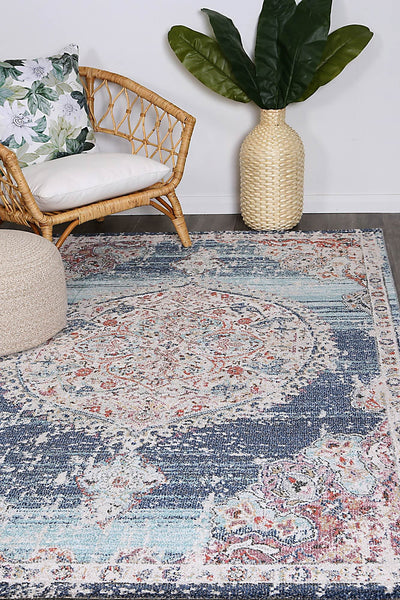 Konya Medalion Transitional Navy Multi Rug Brand Ventures