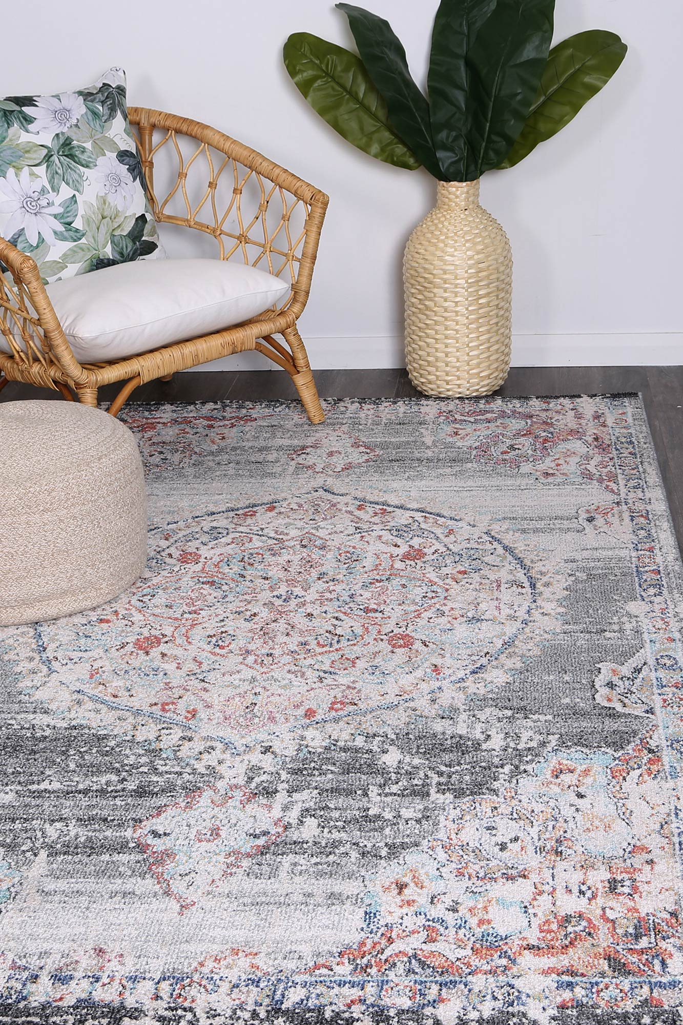 Konya Medalion Transitional Grey Rug Brand Ventures